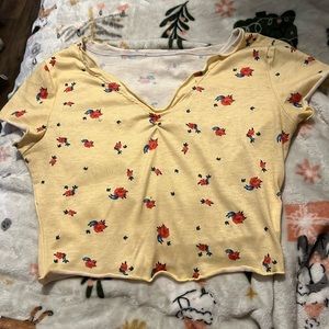 Yellow Floral Crop Top